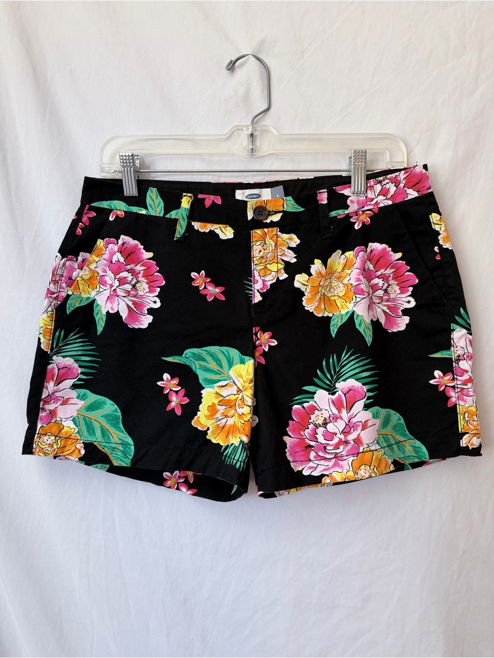 Old Navy Black Tropical Floral Resort Shorts